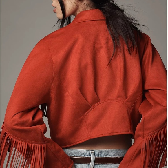 Anthropologie Pilcro Suede Fringe Moto Jacket size XXS NWT - Picture 3 of 16